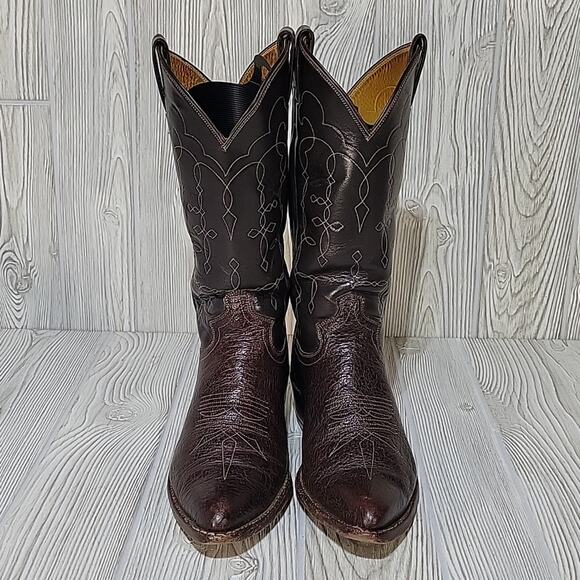 Justin Boots Style 8561 Brown Leather Pointed Toe Cowboy Western Boots - Picture 3 of 15